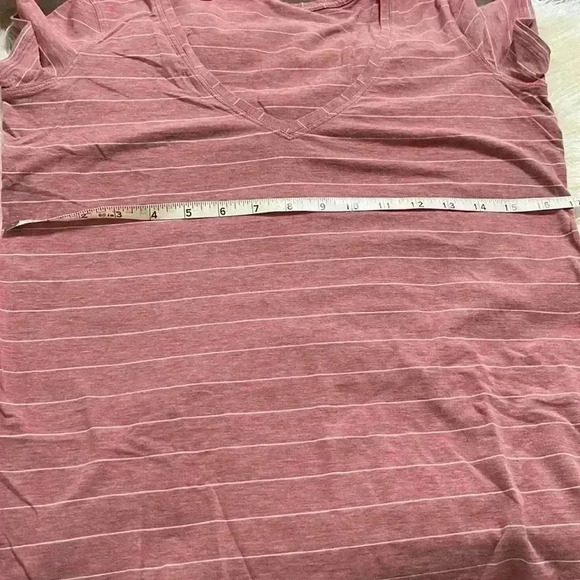 Lululemon Love Tee V Short Serve Stripe Heathered So Merlot White - Picture 7 of 10
